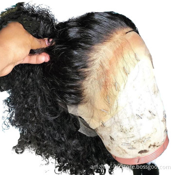 Full Transparent 360 Lace Frontal Wig Wholesale Raw Indian Virgin Human Hair Afro Kinky Curly Hd Swiss Lace Front Wig Vendor